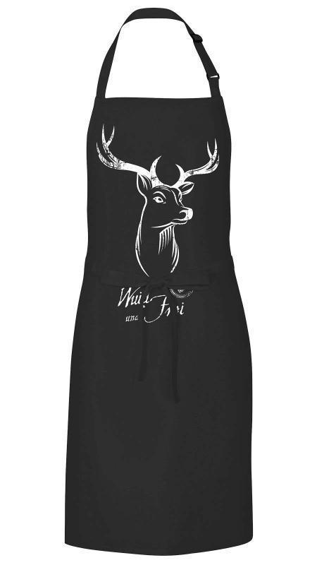 GRILLSCHÜRZE HIRSCH SCHWARZ 100X70 CM
