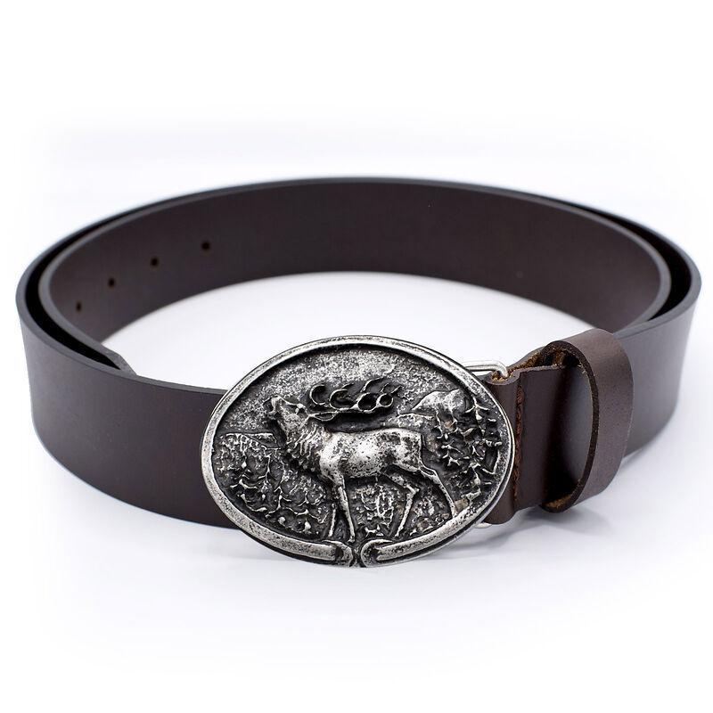 Vadászöv szarvas motívummal 4cm/145 cm barna